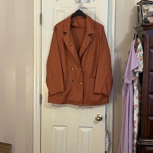 SHEIN Rust Double-Breasted Blazer